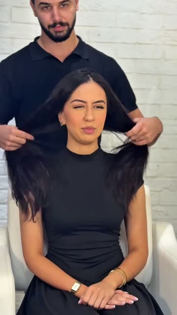 Blonde lengths brushed through after colouring